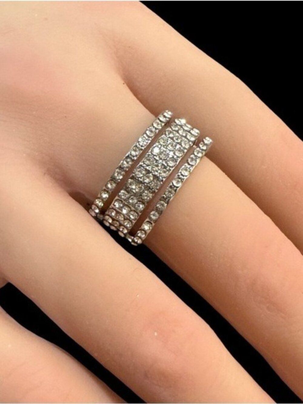 Eternity Ring Cubic Zirconia Size 7.5 Multi Row Cluster Band Engagement Wedding
